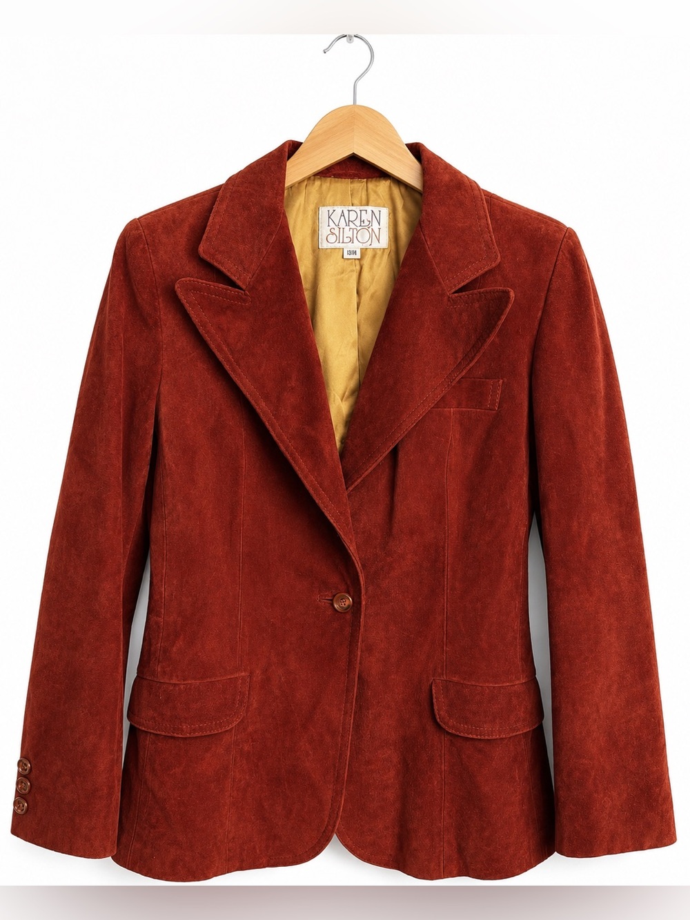Karen Silton ViTG Rust Suede Blazer Boho Indie Jacket Medium 70s Chic Retro